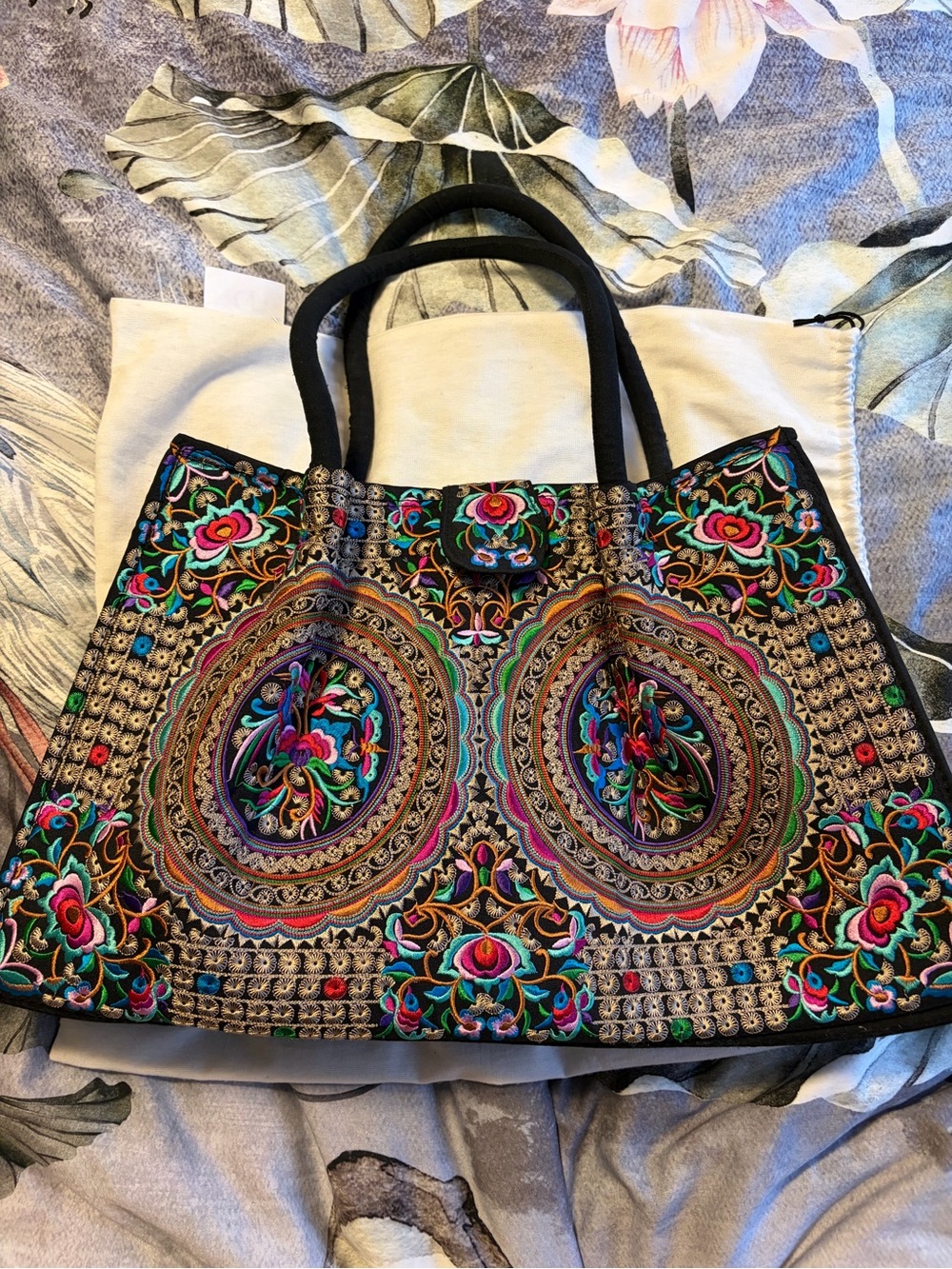 Embroidered Multicolor Tote Bag